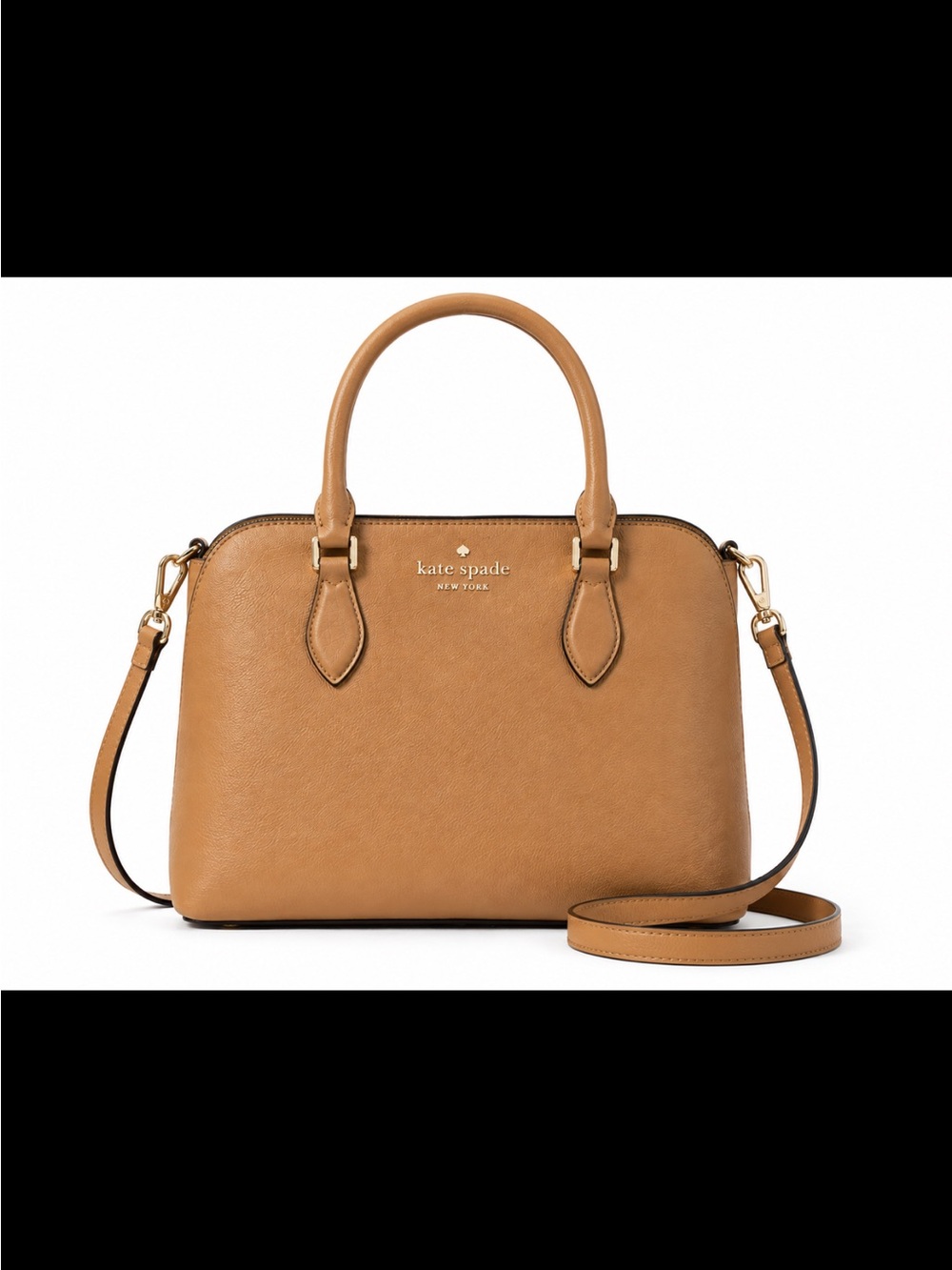 kate spade tan leather dome satchel with detachable strap in EUC